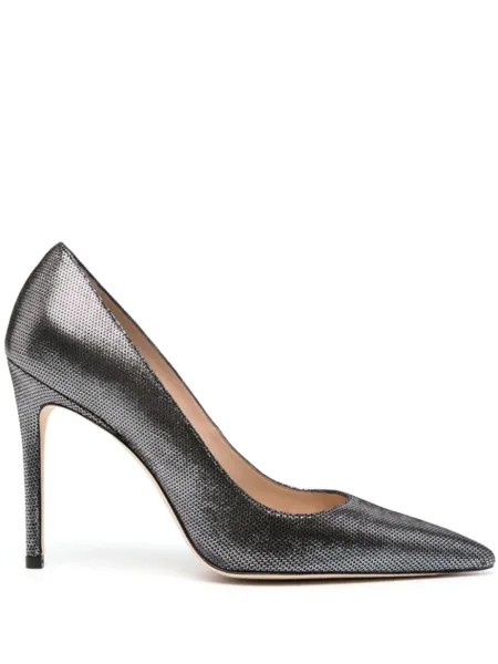 Stuart Weitzman туфли Stuart 100 с эффектом металлик, серый