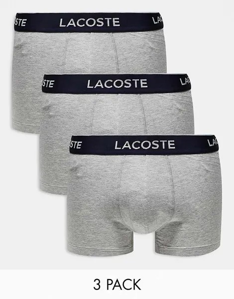 Lacoste Essentials — серые боксеры, набор из 3 шт