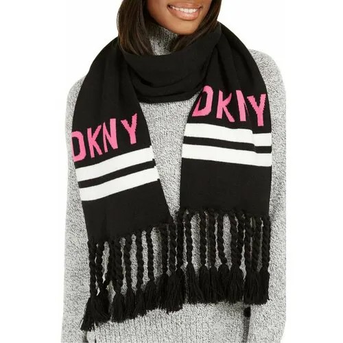 Шарф DKNY,159х159 см, one size, черный