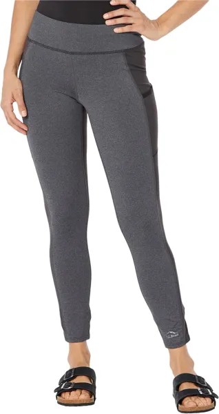 Брюки Petite Boundless Performance Pocket Tights Color-Block L.L.Bean, цвет Charcoal Heather/Classic Black