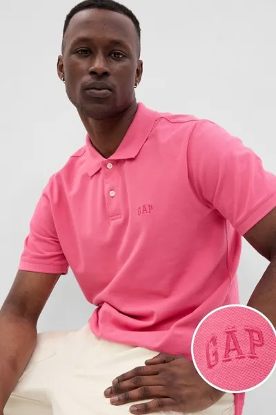 Рубашка-поло из пике Gap, розовый