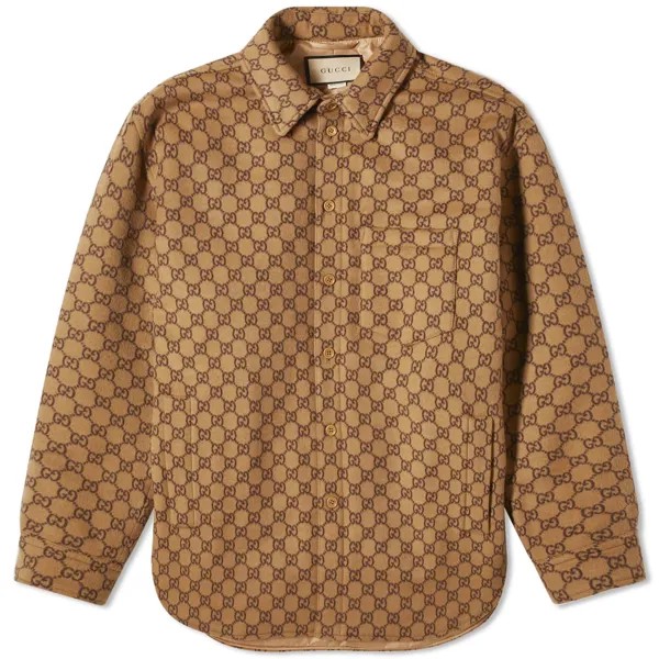 Рубашка Gucci Gg Monogram Overshirt, цвет Camel