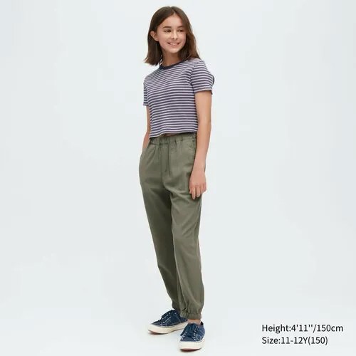 Брюки Uniqlo, размер 11-12Y(150), зеленый