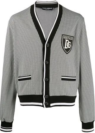 Dolce & Gabbana кардиган в ломаную клетку с логотипом DG