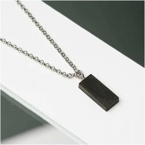 Колье, янтарь, гагат, длина 45 см., черный