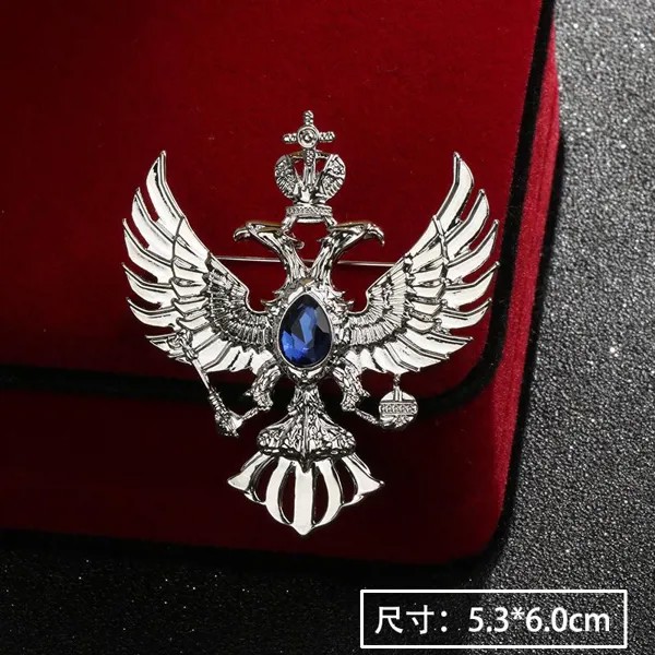 Ретро Двуглавый Орел Русский Государственный Герб Броши Античное Золото Цвет Хрустальный Значок Лацкан Булавка Женщины Мужчины Одежда Костюм Ювелирные Клипы