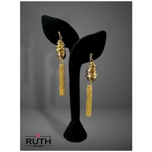Серьги цепочки RUTH MILANO, бижутерный сплав, золотой
