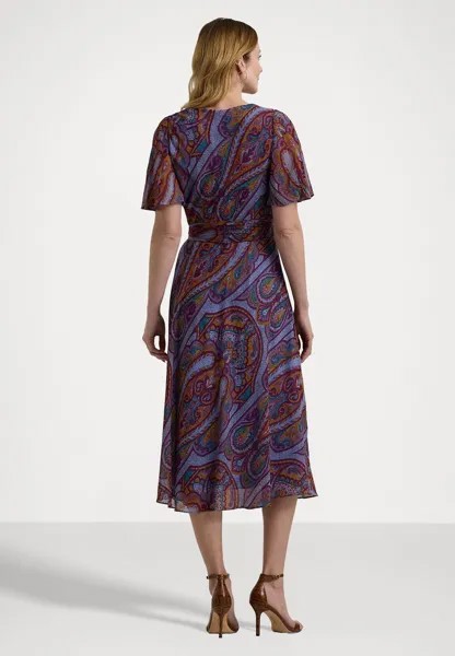 Дневное платье PAISLEY BELTED CRINKLE GEORGETTE DRESS Ralph Lauren, фиолетовый