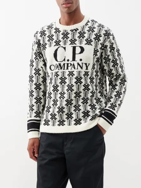 Свитер из жаккардовой шерсти с логотипом C.P Company, черный