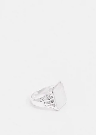 Серебристое кольцо-печатка с жемчугом Chained & Able-Серебристый
