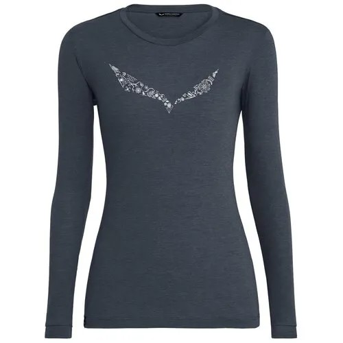 Футболка С Длинным Рукавом Для Активного Отдыха Salewa Solidlogo Dry Women's L/S Tee Premium Navy Melange (Eur:40)