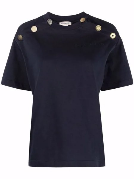 Alexander McQueen футболка с пуговицами на плече
