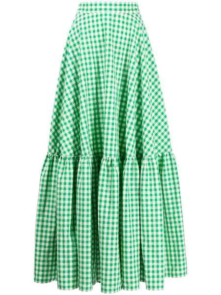 Mira Mikati ярусная юбка макси в клетку гингем