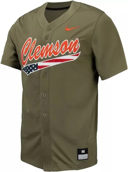 Мужская зеленая бейсбольная майка на пуговицах Nike Clemson Tigers