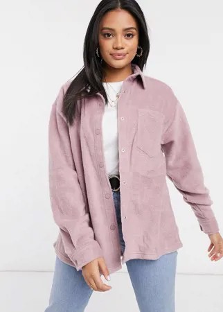 Куртка-рубашка в стиле oversized из флиса ASOS DESIGN-Розовый