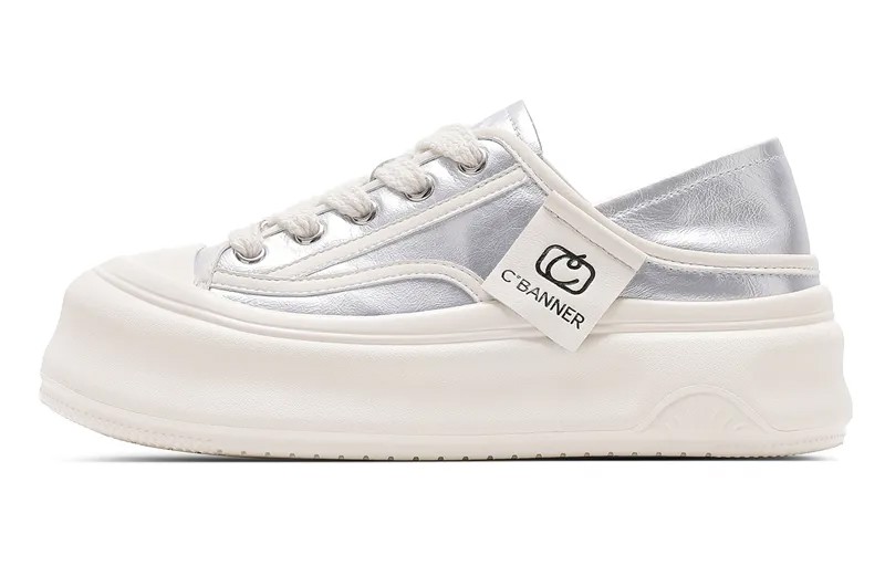 Кроссовки C°BANNER Skateboarding Shoes Women's Low-top Silver, серебряный