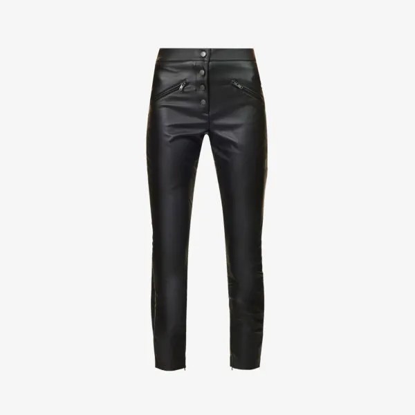 Узкие брюки из искусственной кожи с бляшкой Rock Brand Ikks, черный
