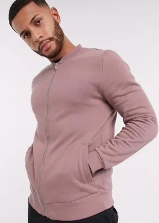Розово-лиловый трикотажный бомбер ASOS DESIGN-Фиолетовый цвет