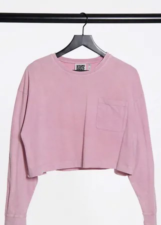 Укороченный лонгслив розового цвета с карманом Reclaimed Vintage inspired-Розовый