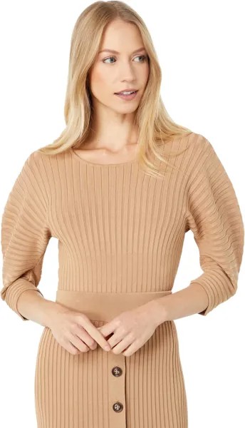 Плиссированный свитер-топ BCBGMAXAZRIA, цвет Camel
