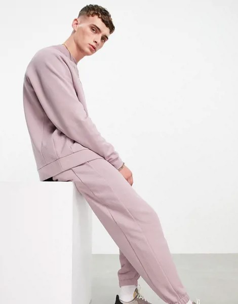 Светло-фиолетовые oversized-джоггеры со вставками в рубчик (от комплекта) ASOS DESIGN-Фиолетовый цвет