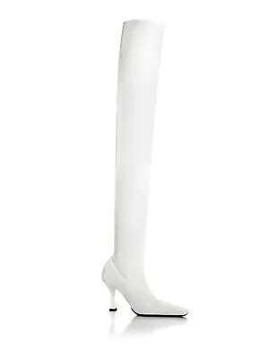 PROENZA SCHOULER Женские белые эластичные сапоги на расклешенном каблуке с квадратным носком 37.5