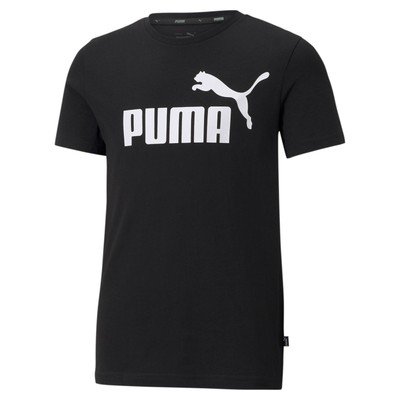 Puma Ess Logo Футболка с круглым вырезом и короткими рукавами Молодежные мальчики Черные повседневные топы 586960