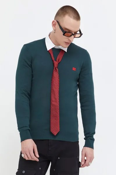 Хлопковый свитер HUGO Hugo, зеленый