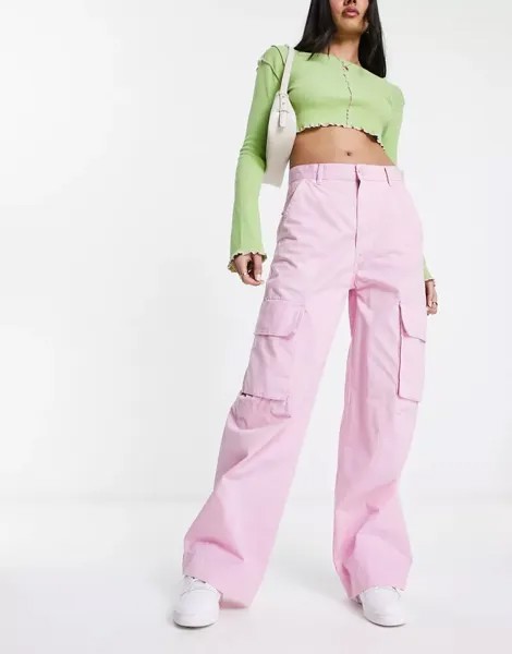 Розовые брюки карго Monki