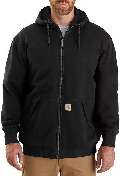 Мужская толстовка Carhartt Rain Defender свободного покроя средней плотности с молнией во всю длину на термоподкладке, черный