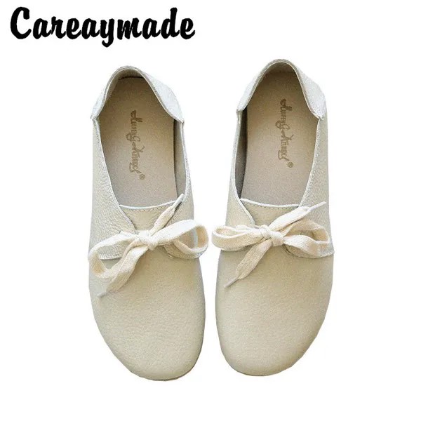 Careaymade-Японские Женские художественные ретро кожаные туфли с круглым носком на плоской подошве, чистые удобные туфли ручной работы, мягкие т...