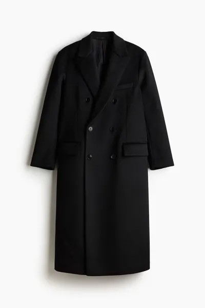 Двубортное пальто H&M A/W 2024 Wool-Blend, черный