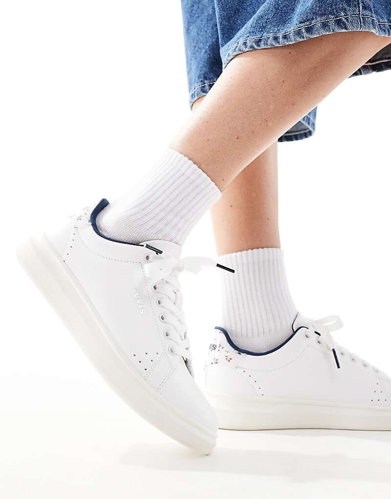 Белые кроссовки Levi's Ellis с цветочным узором на каблуке