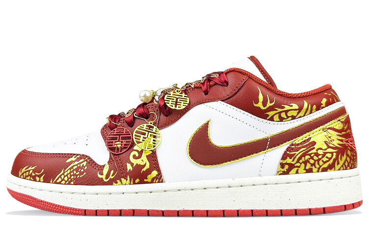 Кроссовки Air Jordan 1 Vintage Basketball Shoes Men Low-top White, темно-красный