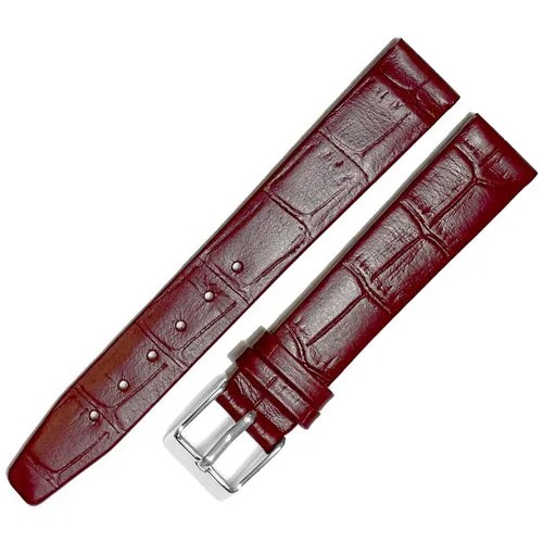 Ремешок 1603-01-6-2 Kroko Бордовый кожаный ремень 16 мм для часов наручных из натуральной кожи женский матовый крокодил