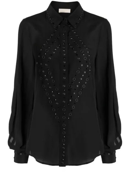 Elie Saab шелковая рубашка с люверсами, черный