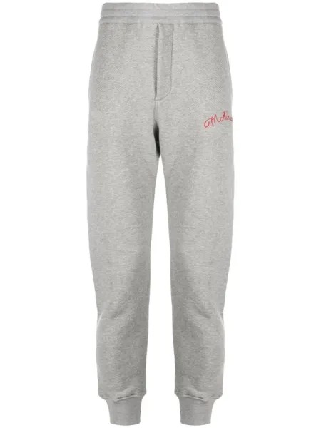 Alexander McQueen спортивные брюки с вышитым логотипом, серый