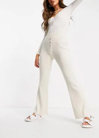 Широкие вязаные брюки кремового цвета от комплекта Missguided-Белый