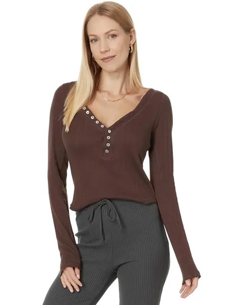 Лонгслив Free People Coffee Chat, цвет Shaved Chocolate