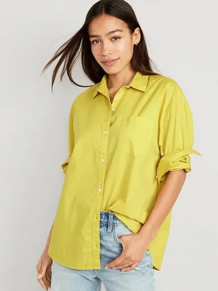 Рубашка бойфренда Old Navy с длинными рукавами с выцветанием от солнца, размер L, миниатюрный