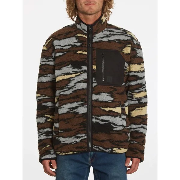 Флисовая кофта на молнии VOLCOM Muzzer Fuzzar Zip Bark Brown 2023