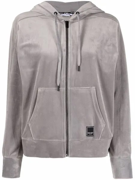 DKNY бархатное худи с нашивкой-логотипом
