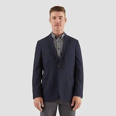 Haggar H26 Мужской приталенный пиджак премиум-класса стрейч - темно-синий L