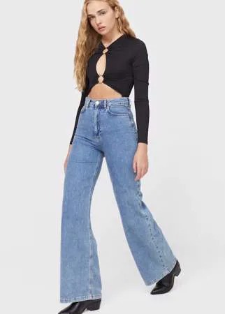Stradivarius Боди С Декоративным Кольцом Черный L