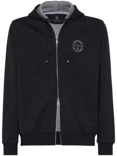 Brunello Cucinelli худи на молнии с логотипом, черный