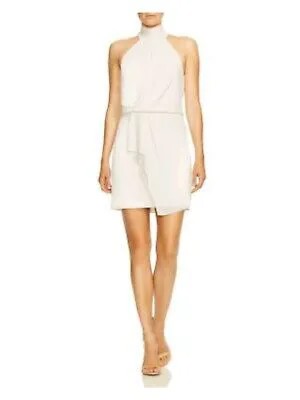 HALSTON Женское белое мини-вечернее платье без рукавов на молнии с лямкой на шее 12