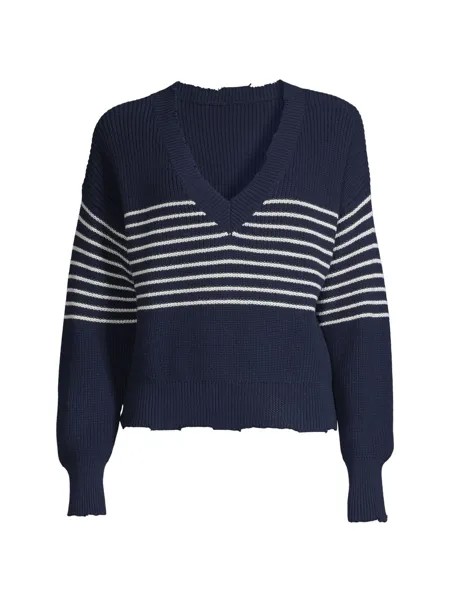 Хлопковый пуловер в полоску с эффектом потертости Lea 525 America, нави