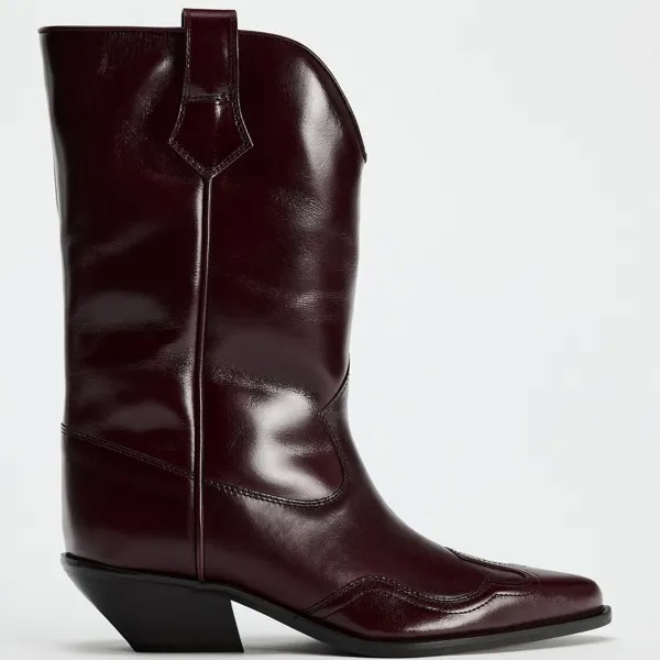 Ботинки Zara by Carlyne Cerf Leather Cowboy, бордово-красный