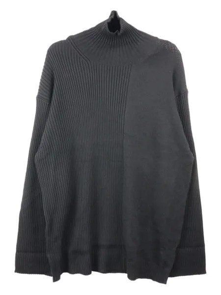 Yohji Yamamoto шерстяной джемпер с контрастной резинкой, черный
