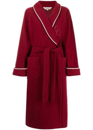 Christian Dior пальто pre-owned с вышитым логотипом и поясом